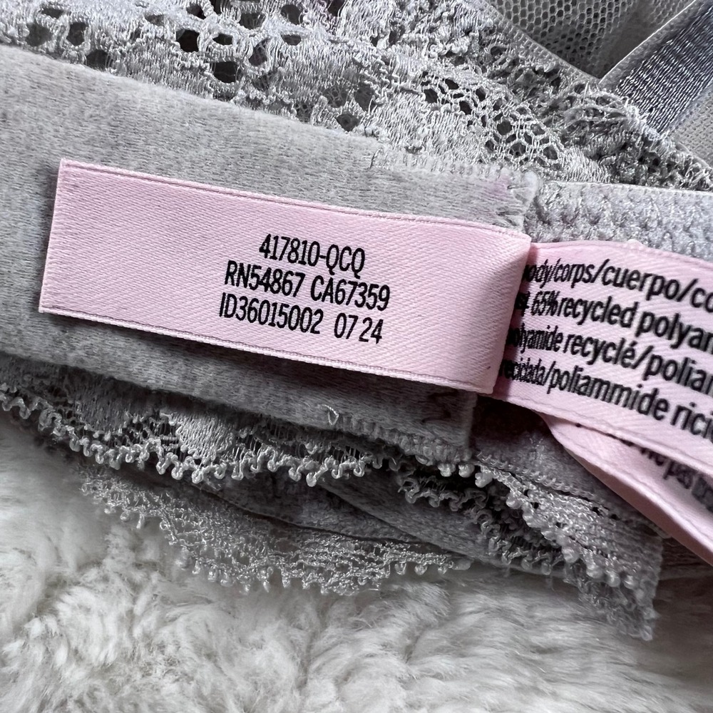 Victoria's Secret‎ Women's Dream Angels Grey Lace Unlined Plunge Bra Size Medium - Picture 14 of 17